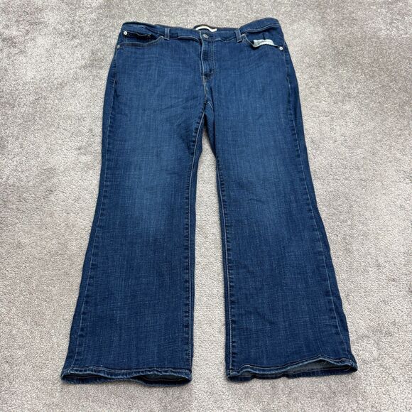 Levi's 725 High Rise Bootcut Denim Jeans Womens 20W Blue Dark Wash Stretch 37x27 - Picture 1 of 15